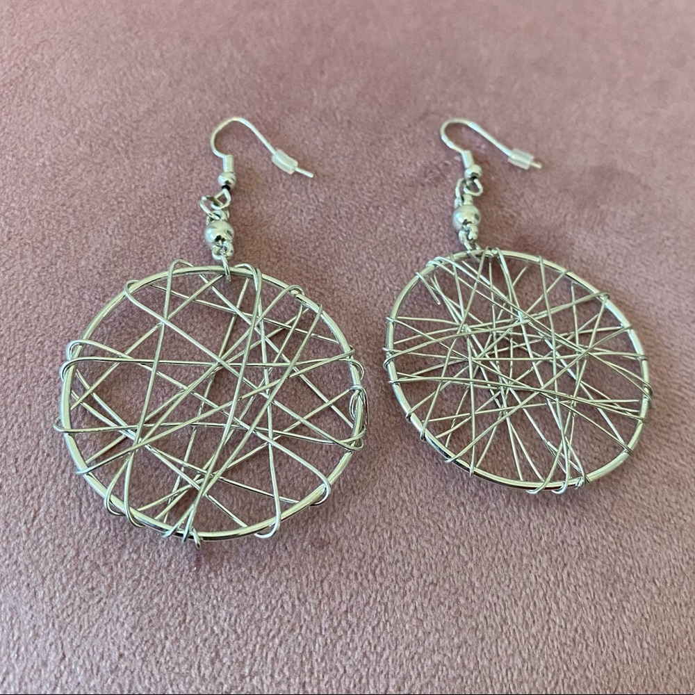 SILVER CIRCLE DREAM CATCHER EARRINGS